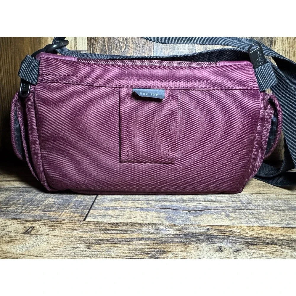 Lowepro‎ Edit 130 Burgundy Camera Bag Adjustable Shoulder Strap Side Pocket